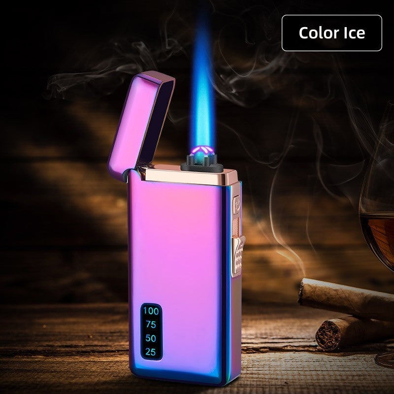 Gas Electric Double Fire Metal Lighter Windproof Direct Flame Double Electric Lighter Customized